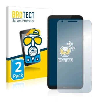 Vorderseite einer Produktverpackung mit dem Markenlogo BROTECT. Daneben ist das Gerät LG Q6 mit dem zugehörigen Displayschutz 