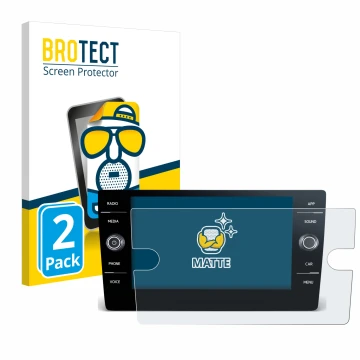 Vorderseite einer Produktverpackung mit dem Markenlogo BROTECT. Daneben ist das Gerät Volkswagen T-Roc 2017-2019 Discover Medi