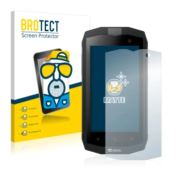 Vorderseite einer Produktverpackung mit dem Markenlogo BROTECT. Daneben ist das Gerät Crosscall Trekker M1 Core mit dem zugehö