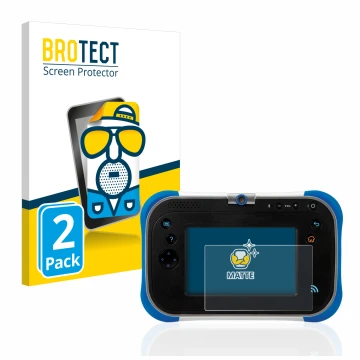 Vorderseite einer Produktverpackung mit dem Markenlogo BROTECT. Daneben ist das Gerät Vtech Storio Max 2.0 mit dem zugehörigen