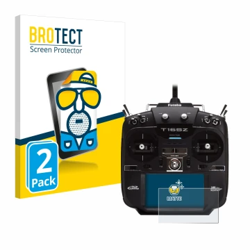 Vorderseite einer Produktverpackung mit dem Markenlogo BROTECT. Daneben ist das Gerät Robbe Futaba T16SZ mit dem zugehörigen D