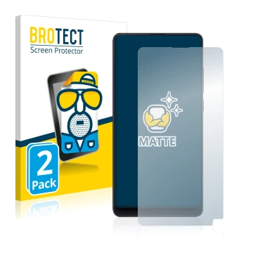 Vorderseite einer Produktverpackung mit dem Markenlogo BROTECT. Daneben ist das Gerät Xiaomi Mi Mix 2S mit dem zugehörigen Dis