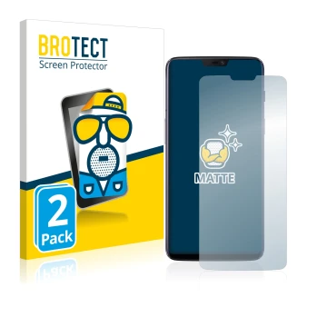 Vorderseite einer Produktverpackung mit dem Markenlogo BROTECT. Daneben ist das Gerät OnePlus 6 mit dem zugehörigen Displaysch