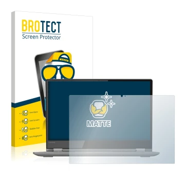 Vorderseite einer Produktverpackung mit dem Markenlogo BROTECT. Daneben ist das Gerät Lenovo Yoga 530 mit dem zugehörigen Disp