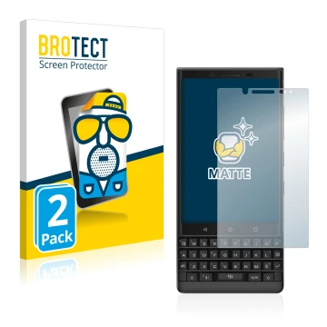 Vorderseite einer Produktverpackung mit dem Markenlogo BROTECT. Daneben ist das Gerät BlackBerry Key2 mit dem zugehörigen Disp