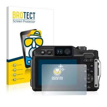 Vorderseite einer Produktverpackung mit dem Markenlogo BROTECT. Daneben ist das Gerät Panasonic Lumix DC-FT7 mit dem zugehörig