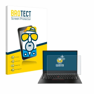 Vorderseite einer Produktverpackung mit dem Markenlogo BROTECT. Daneben ist das Gerät Lenovo ThinkPad X1 Carbon (6. Gen.) mit 