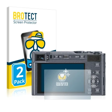 Vorderseite einer Produktverpackung mit dem Markenlogo BROTECT. Daneben ist das Gerät Leica C-Lux mit dem zugehörigen Displays