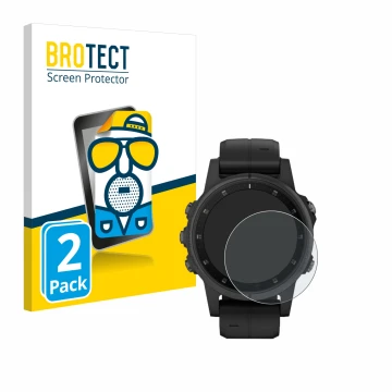 Vorderseite einer Produktverpackung mit dem Markenlogo BROTECT. Daneben ist das Gerät Garmin Fenix 5S Plus (42 mm) mit dem zug