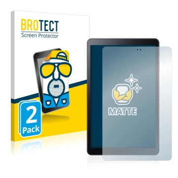 Vorderseite einer Produktverpackung mit dem Markenlogo BROTECT. Daneben ist das Gerät Samsung Galaxy Tab A 10.5 2018 LTE mit d