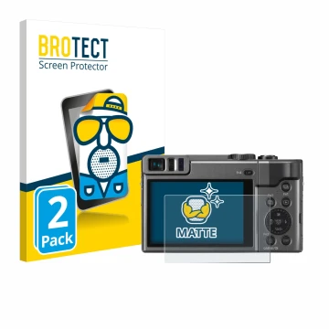 Vorderseite einer Produktverpackung mit dem Markenlogo BROTECT. Daneben ist das Gerät Panasonic Lumix DC-TZ90 mit dem zugehöri