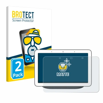 Vorderseite einer Produktverpackung mit dem Markenlogo BROTECT. Daneben ist das Gerät Google Home Hub mit dem zugehörigen Disp