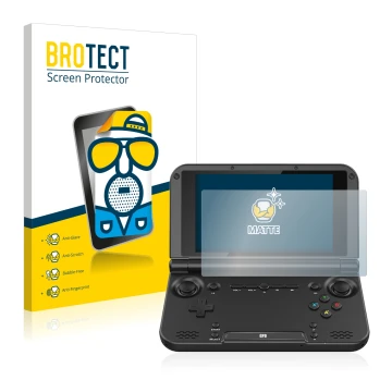 Vorderseite einer Produktverpackung mit dem Markenlogo BROTECT. Daneben ist das Gerät GPD XD Plus 7.0 mit dem zugehörigen Disp