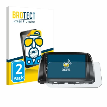 Vorderseite einer Produktverpackung mit dem Markenlogo BROTECT. Daneben ist das Gerät Mazda CX-5 2017 Infotainment System mit 