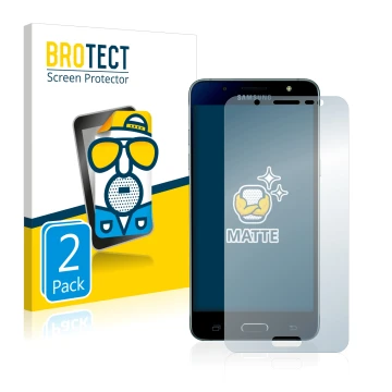 Vorderseite einer Produktverpackung mit dem Markenlogo BROTECT. Daneben ist das Gerät Samsung Galaxy J5 2016 mit dem zugehörig