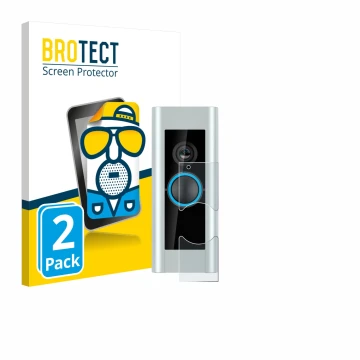 Vorderseite einer Produktverpackung mit dem Markenlogo BROTECT. Daneben ist das Gerät Ring Video Doorbell Pro (Version 2) mit 