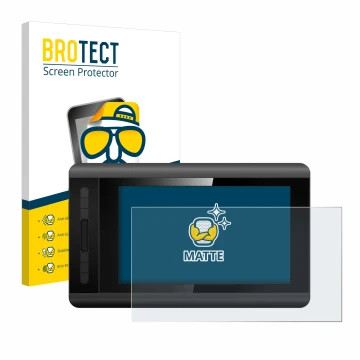 Vorderseite einer Produktverpackung mit dem Markenlogo BROTECT. Daneben ist das Gerät XP-Pen Artist 12 mit dem zugehörigen Dis