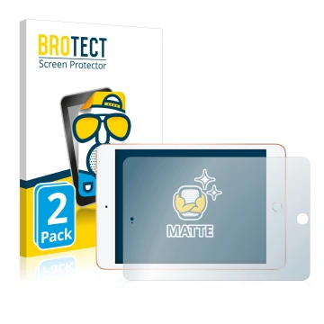 Vorderseite einer Produktverpackung mit dem Markenlogo BROTECT. Daneben ist das Gerät Apple iPad Mini 5 2019 (im Querformat, 5