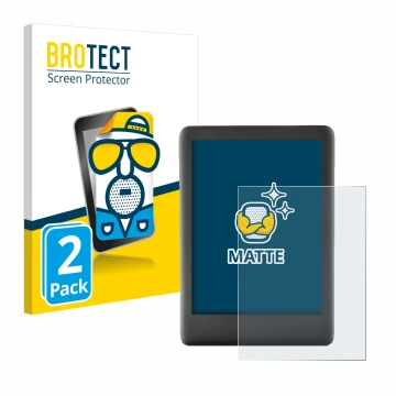 Vorderseite einer Produktverpackung mit dem Markenlogo BROTECT. Daneben ist das Gerät Amazon Kindle 2019 (10. Gen.) mit dem zu