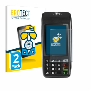 Vorderseite einer Produktverpackung mit dem Markenlogo BROTECT. Daneben ist das Gerät ingenico Move/5000 mit dem zugehörigen D