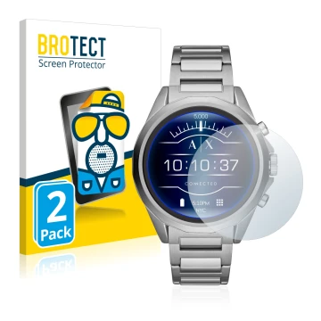 Vorderseite einer Produktverpackung mit dem Markenlogo BROTECT. Daneben ist das Gerät Emporio Armani Connected Exchange AXT200