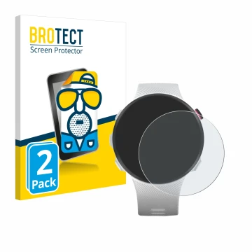 Vorderseite einer Produktverpackung mit dem Markenlogo BROTECT. Daneben ist das Gerät Garmin Forerunner 45S mit dem zugehörige