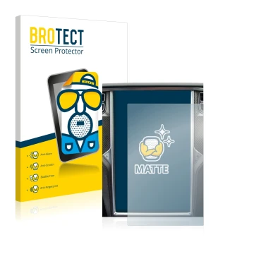 Vorderseite einer Produktverpackung mit dem Markenlogo BROTECT. Daneben ist das Gerät Tesla Model X mit dem zugehörigen Displa