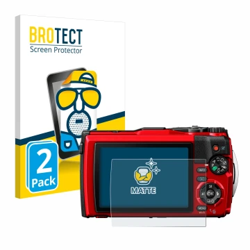 Vorderseite einer Produktverpackung mit dem Markenlogo BROTECT. Daneben ist das Gerät Olympus Tough TG-6 mit dem zugehörigen D