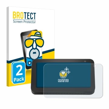 Vorderseite einer Produktverpackung mit dem Markenlogo BROTECT. Daneben ist das Gerät Amazon Echo Show 5 (2. Gen.) mit dem zug