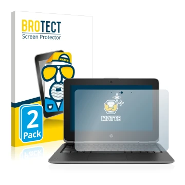Vorderseite einer Produktverpackung mit dem Markenlogo BROTECT. Daneben ist das Gerät HP ProBook x360 11 G3 mit dem zugehörige