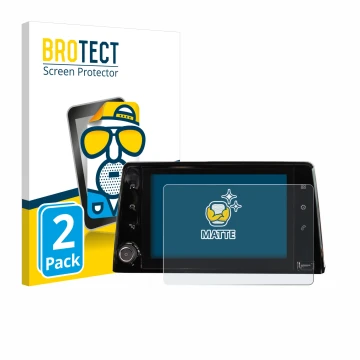 Vorderseite einer Produktverpackung mit dem Markenlogo BROTECT. Daneben ist das Gerät Peugeot Rifter 2019 Infotainment System 