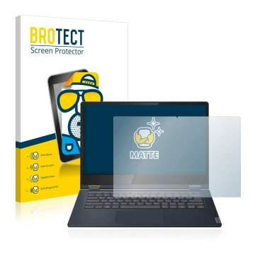 Vorderseite einer Produktverpackung mit dem Markenlogo BROTECT. Daneben ist das Gerät Lenovo IdeaPad C340 14