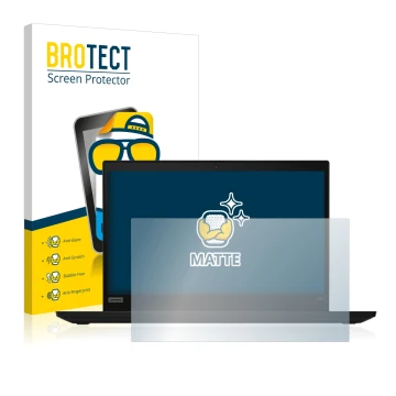 Vorderseite einer Produktverpackung mit dem Markenlogo BROTECT. Daneben ist das Gerät Lenovo ThinkPad X390 Non-Touch mit dem z