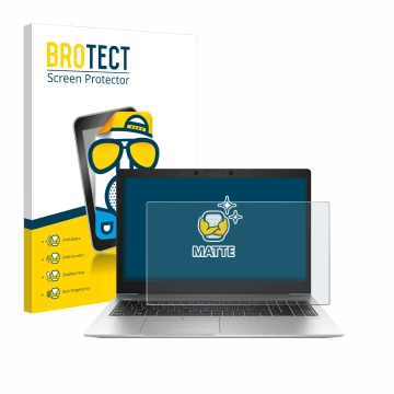 Vorderseite einer Produktverpackung mit dem Markenlogo BROTECT. Daneben ist das Gerät HP EliteBook 850 G6 mit dem zugehörigen 