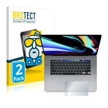 Vorderseite einer Produktverpackung mit dem Markenlogo BROTECT. Daneben ist das Gerät Apple MacBook Pro 16