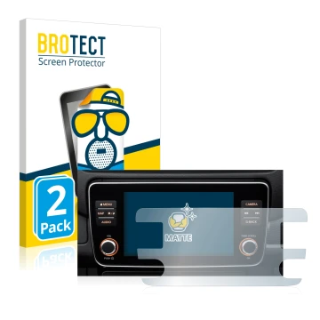 Vorderseite einer Produktverpackung mit dem Markenlogo BROTECT. Daneben ist das Gerät Nissan Leaf E Plus Infotainment System m