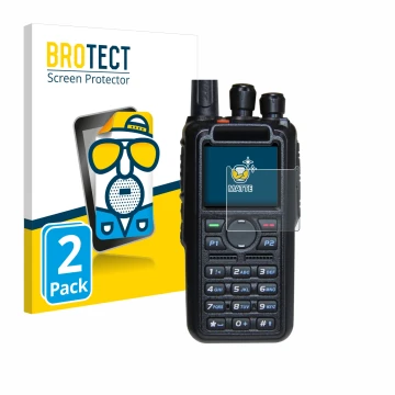 Vorderseite einer Produktverpackung mit dem Markenlogo BROTECT. Daneben ist das Gerät AnyTone AT-D878UV Plus mit dem zugehörig