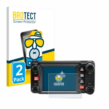 Vorderseite einer Produktverpackung mit dem Markenlogo BROTECT. Daneben ist das Gerät Yaesu FTM-400XDR mit dem zugehörigen Dis