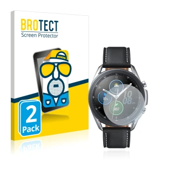 Vorderseite einer Produktverpackung mit dem Markenlogo BROTECT. Daneben ist das Gerät Samsung Galaxy Watch 3 (41mm) mit dem zu