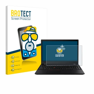 Vorderseite einer Produktverpackung mit dem Markenlogo BROTECT. Daneben ist das Gerät Lenovo ThinkPad T590 Non-Touch mit dem z