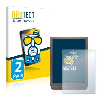 Vorderseite einer Produktverpackung mit dem Markenlogo BROTECT. Daneben ist das Gerät PocketBook InkPad 3 Pro mit dem zugehöri