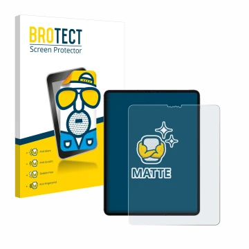 Vorderseite einer Produktverpackung mit dem Markenlogo BROTECT. Daneben ist das Gerät Apple iPad 12.9