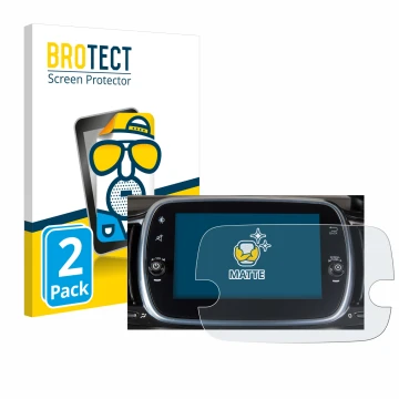 Vorderseite einer Produktverpackung mit dem Markenlogo BROTECT. Daneben ist das Gerät Fiat 595 Abarth Uconnect 7