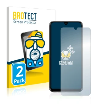Vorderseite einer Produktverpackung mit dem Markenlogo BROTECT. Daneben ist das Gerät Huawei P smart 2020 mit dem zugehörigen 