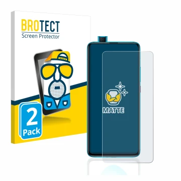 Vorderseite einer Produktverpackung mit dem Markenlogo BROTECT. Daneben ist das Gerät Xiaomi Poco F2 Pro mit dem zugehörigen D