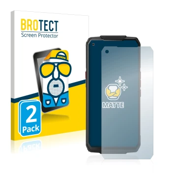 Vorderseite einer Produktverpackung mit dem Markenlogo BROTECT. Daneben ist das Gerät Oukitel WP7 mit dem zugehörigen Displays