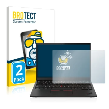 Vorderseite einer Produktverpackung mit dem Markenlogo BROTECT. Daneben ist das Gerät Lenovo ThinkPad X1 Nano mit dem zugehöri