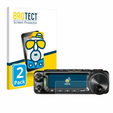 Vorderseite einer Produktverpackung mit dem Markenlogo BROTECT. Daneben ist das Gerät Yaesu FT-891 mit dem zugehörigen Display