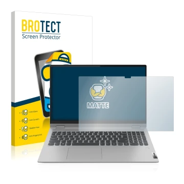 Vorderseite einer Produktverpackung mit dem Markenlogo BROTECT. Daneben ist das Gerät Lenovo IdeaPad Flex 5 15