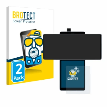 Vorderseite einer Produktverpackung mit dem Markenlogo BROTECT. Daneben ist das Gerät LG Wing (Hinteres Display) mit dem zugeh